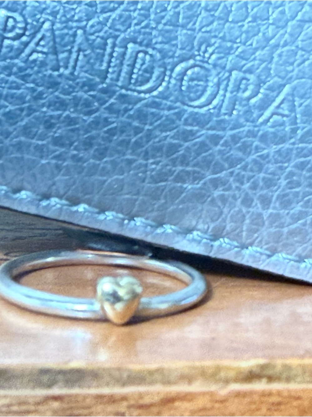 Pandora retired 14k yellow gold and sterling silver heart stack ring .